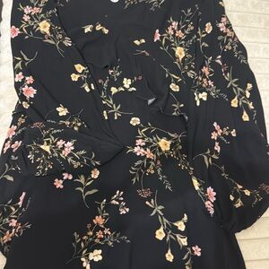 Altar'd State Black Floral Long Sleeve Dress
